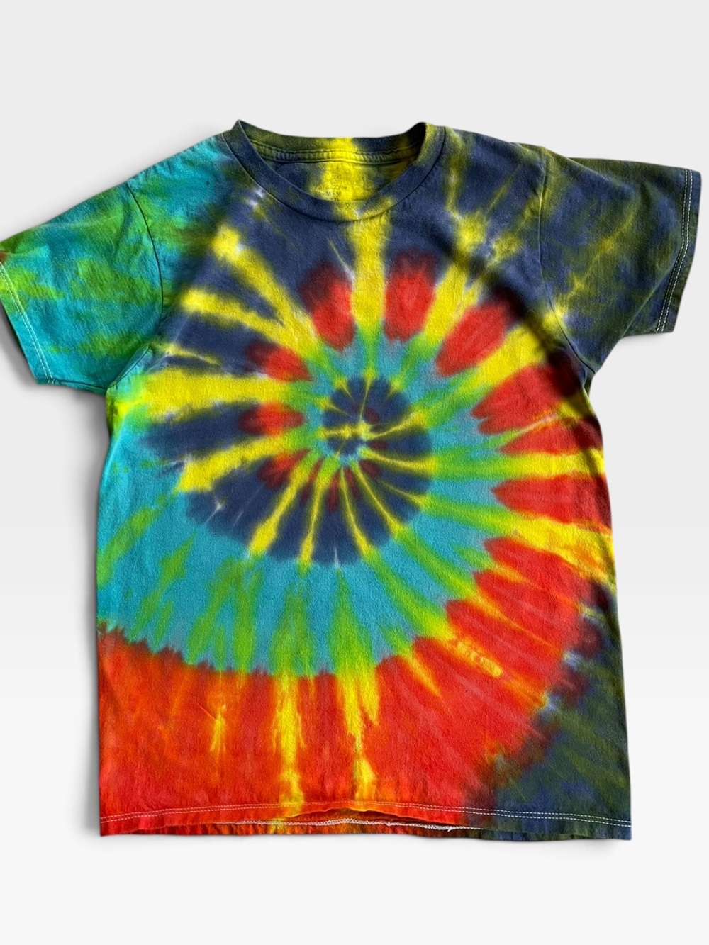 Hippie Handmade Tie-dye Spiral Cotton Tee T-Shirt Short Sleeve M Boys Girls
